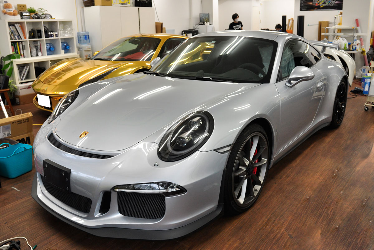 ポルシェ 911gt3 フルラッピング施工 マットブラック カーラッピングなら のらいも工房